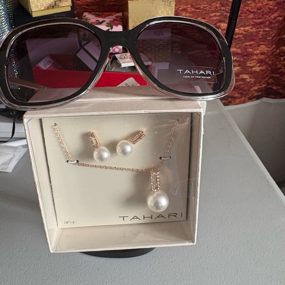 Tahari Black Sunglasses with Gold Accents